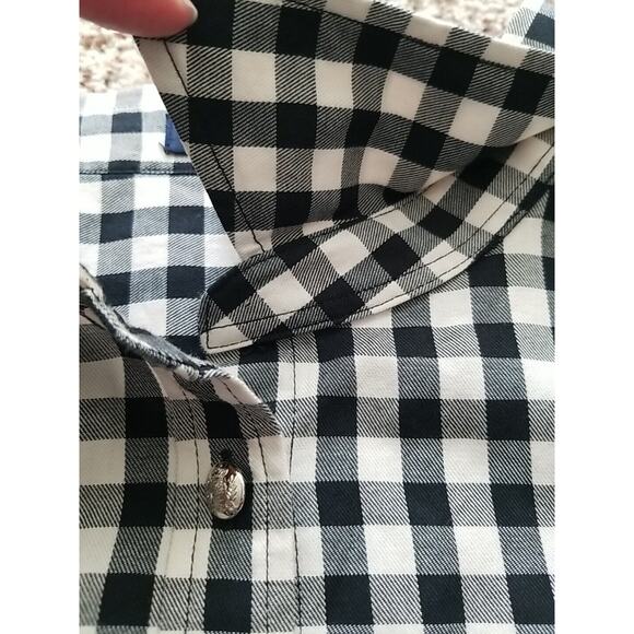 Womens Plus Chaps Blouse Shirt Size 3X Black White Plaid Cotton L/Sleeve - Picture 10 of 11
